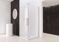 Porte de douche battante accès d'angle ARCOIRIS PLUS - 800x1000x1950 mm - Profilé chromé, verre transparent 6 mm | Défaut esthétique