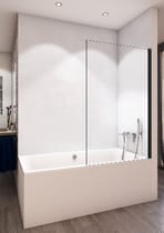 Pare-baignoire 1 panneau rabattable verre transparent profilé noir mat CLAIR - H.1400 mm
