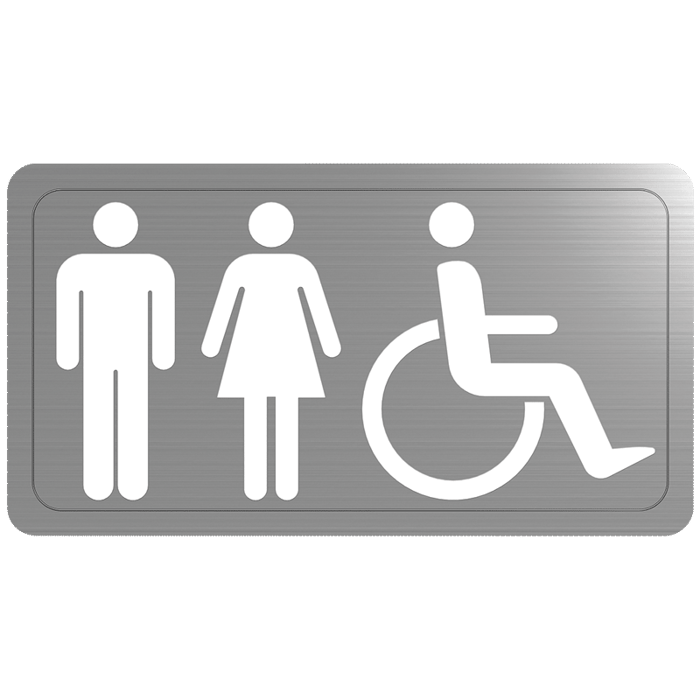 Pictogramme toilette pour collectivités autocollant - Inox poli - Chromé satiné