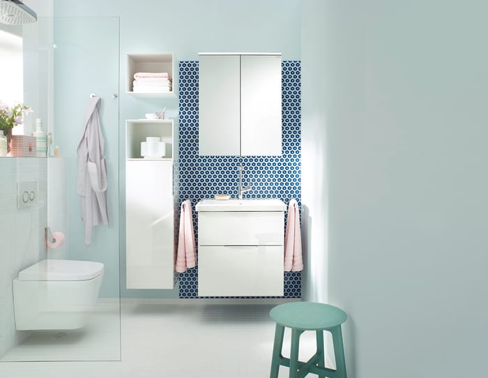Meuble de salle de bain complet à suspendre 2 tiroirs EQIO SMART (armoire de toilette non inclus)