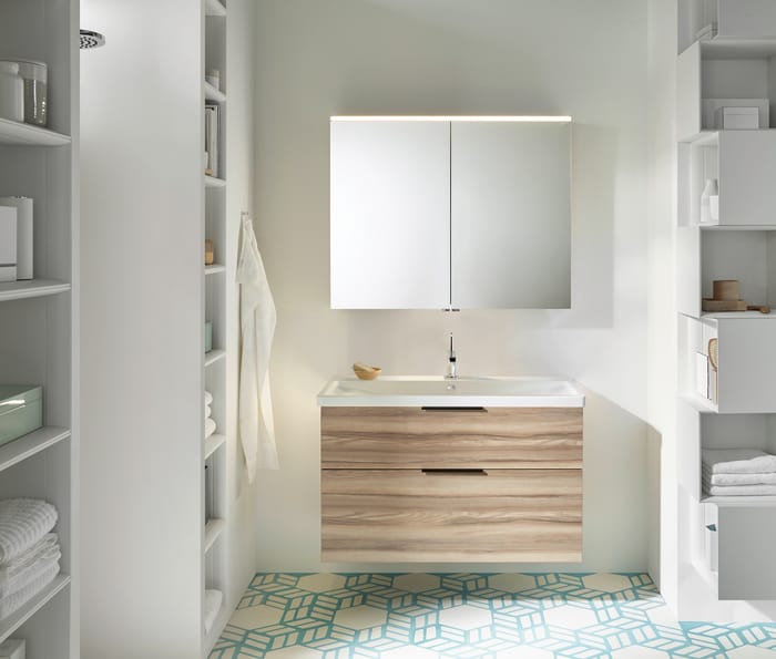 Meuble de salle de bain complet à suspendre 2 tiroirs EQIO SMART (armoire de toilette non inclus)