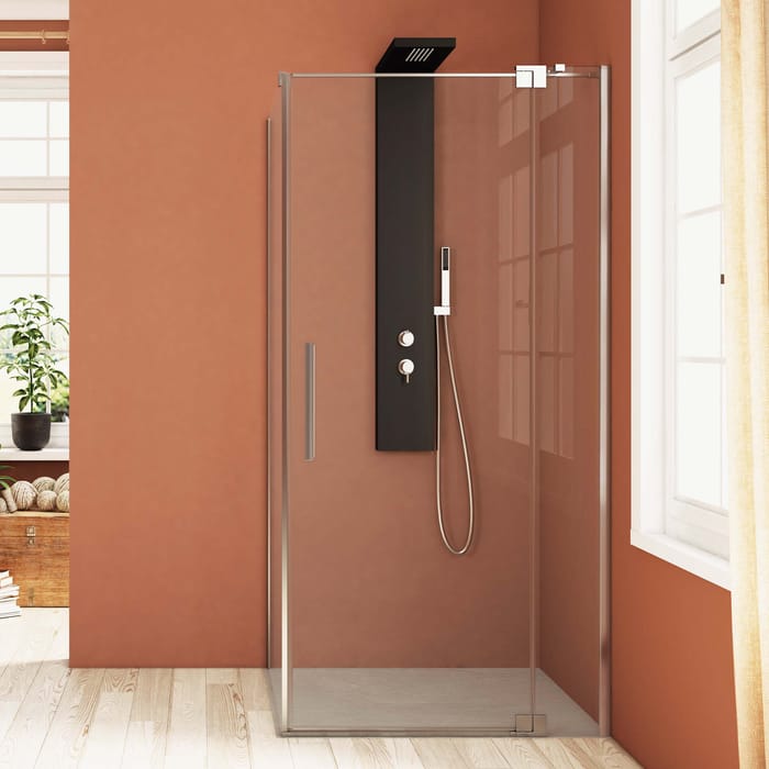 Porte de douche ou paroi de retour ECLIPSE C - Profilé chromé - Verre transparent