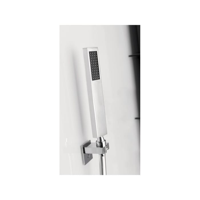 Cabine de douche 1/4 de cercle Horizon Hydro-Hammam Acier, porte coulissante, montage en angle - Dim. 900x900 | Défaut esthétique