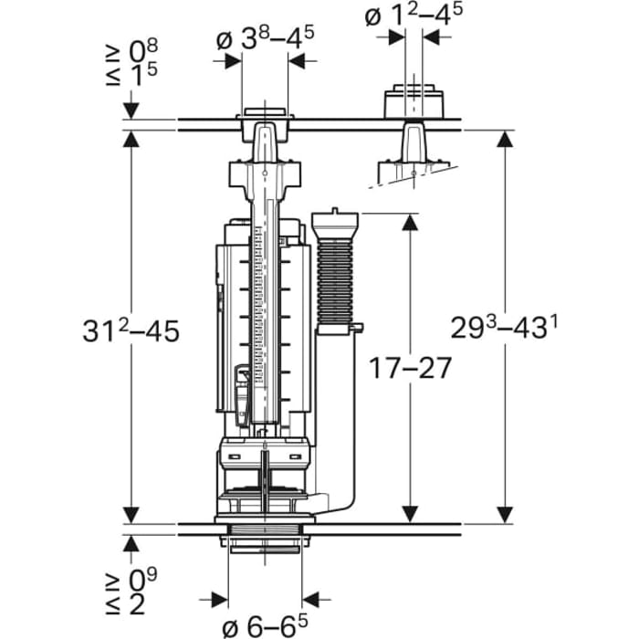 Mécanisme de chasse d'eau TYPE 290-380 + Robinet flotteur WC