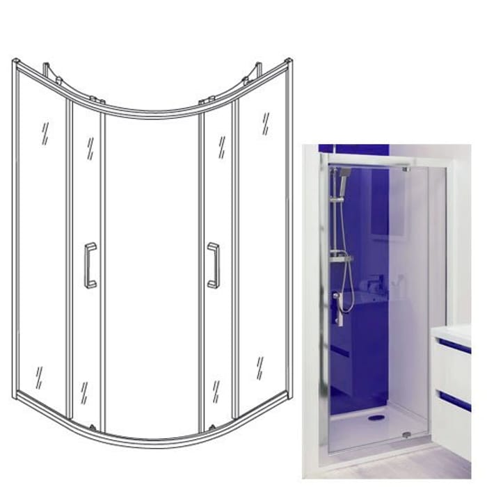 Porte de douche ou paroi de retour ENLOK - Profilé chromé - Verre transparent