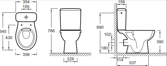 Pack WC à poser sortie horizontale sans bride PATIO - 3/6 L
