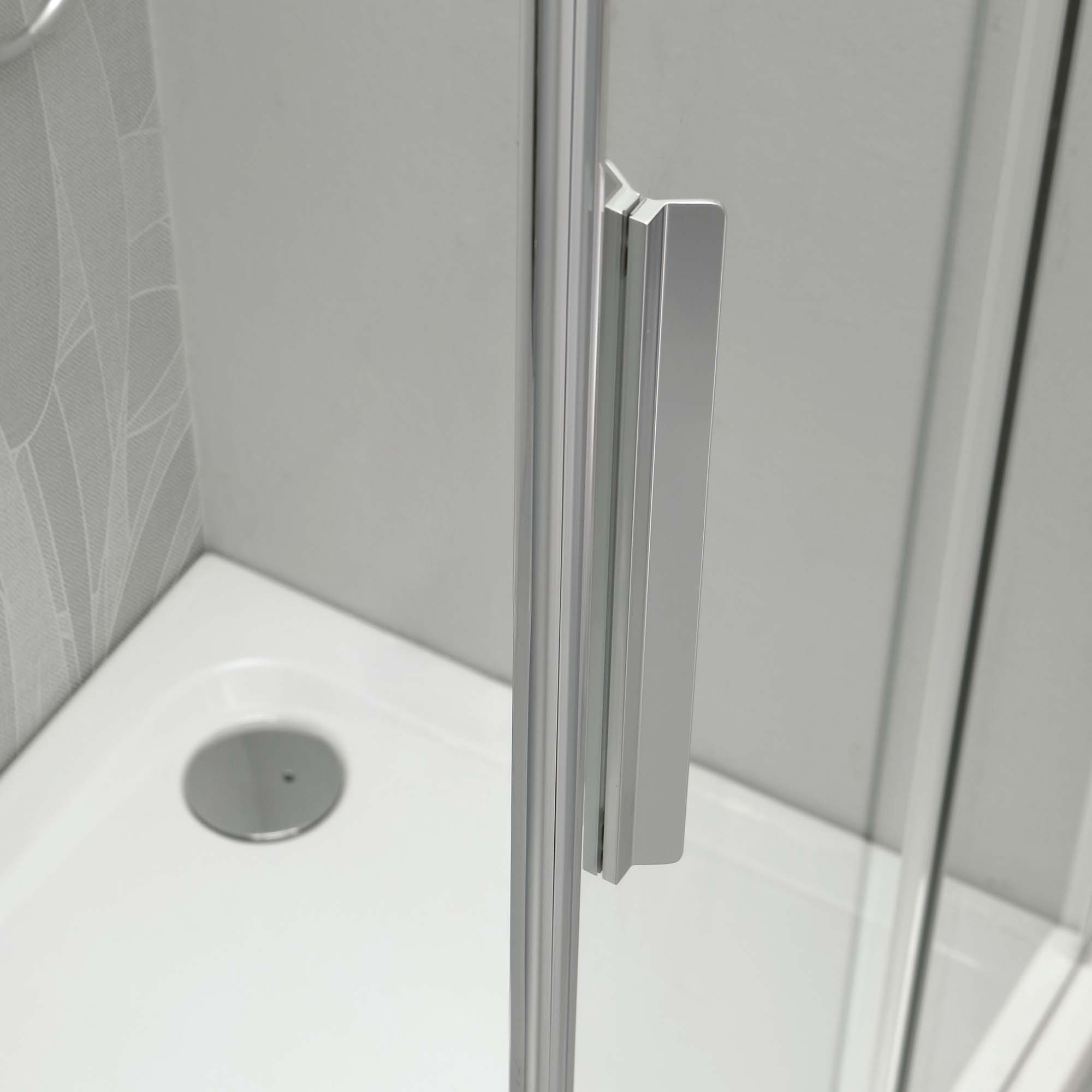 Porte de douche coulissante accès de face pour montage avec paroi fixe ECLIPSE C - H.2000 mm - Profilé chromé, verre transparent 6 mm
