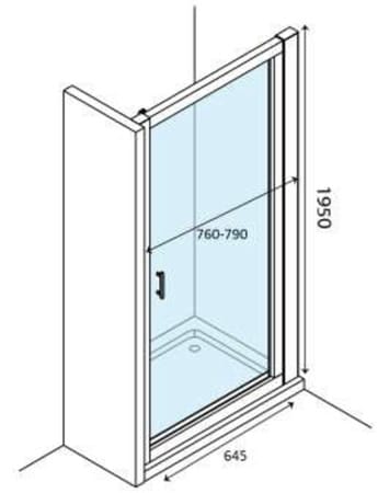 Porte de douche accès de face SWING EASY - H.1950 mm - Profilé chromé, verre transparent 6 mm