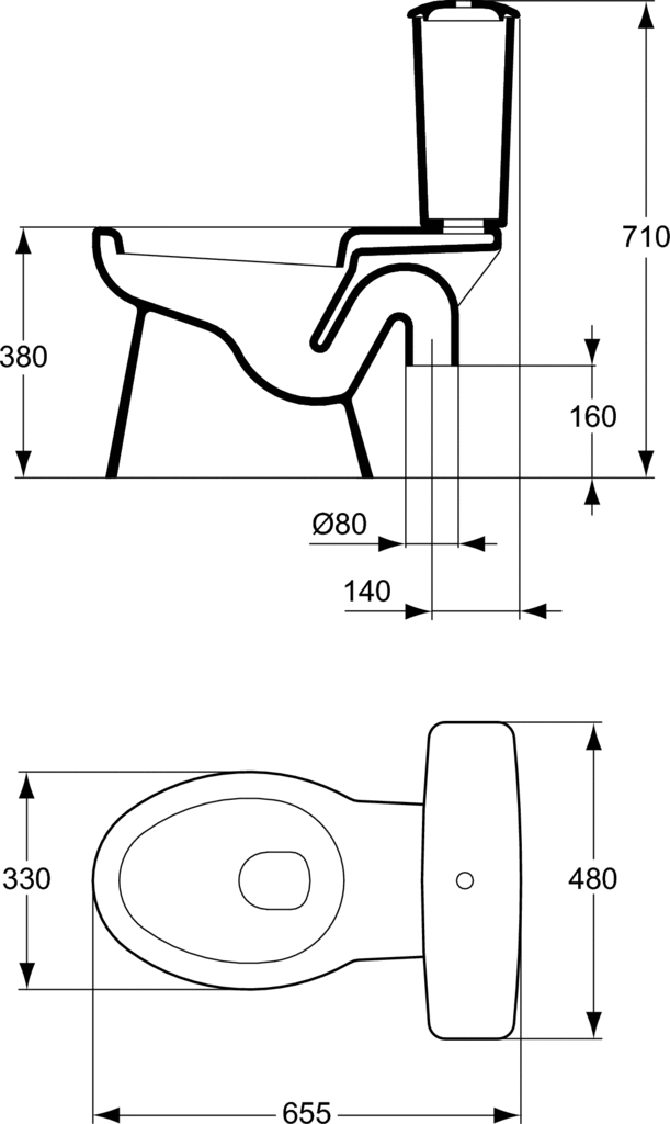 Cuvette WC à poser sortie orientable ASPIRAMBO (Abattant et réservoir non inclus)