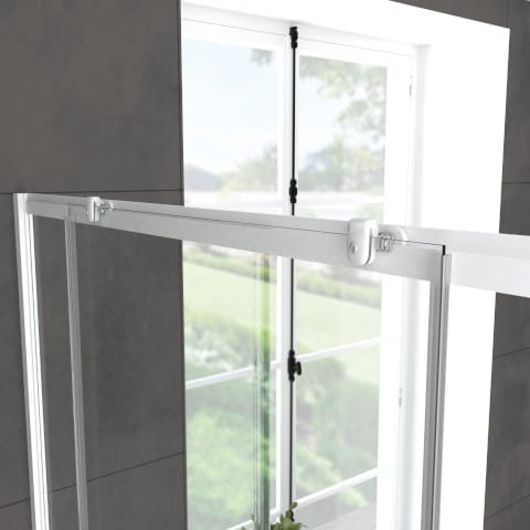 Porte de douche pivotante accès de face WHITY PIVOT + retour L.900 - H.1850 - Profilé blanc, verre transparent 5 mm
